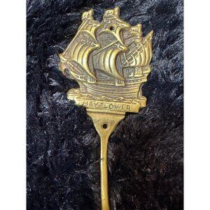 Vintage Mayflower Ship Wall Hook Solid Brass Nautical Decor 5"